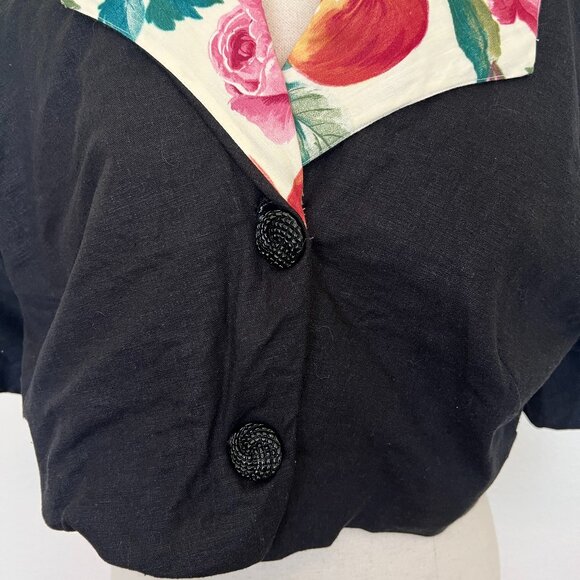 Funky & Unique Crop Jacket - Handmade - Solid & Floral - Size M/L - Picture 7 of 14